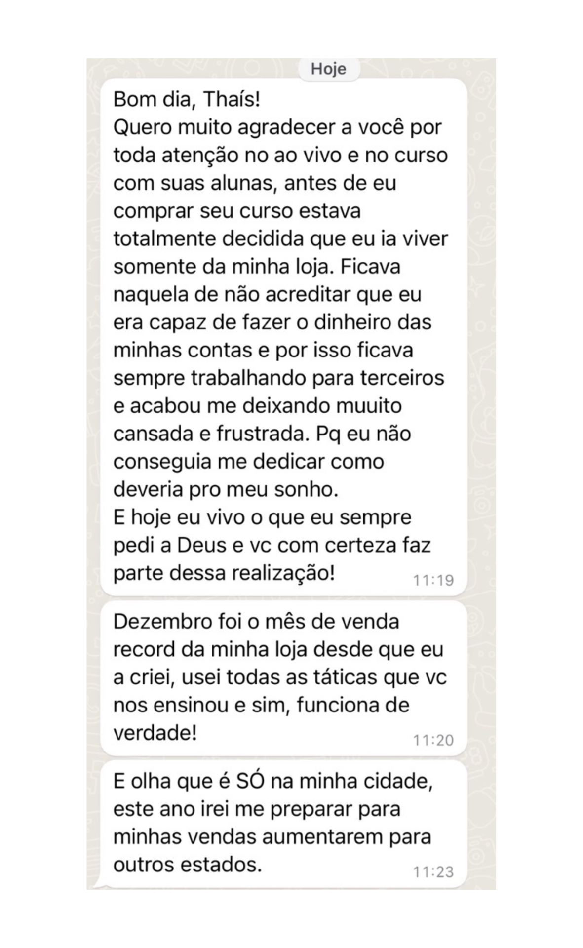 Depoimento de aluna 5